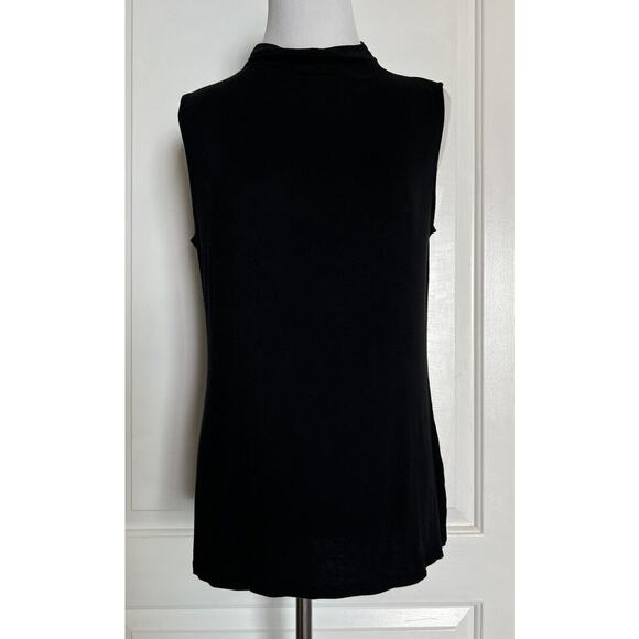 HALOGEN Black Lightweight Stretch Mock Neck Tank Nordstrom Designer Top Chic M - Picture 3 of 8